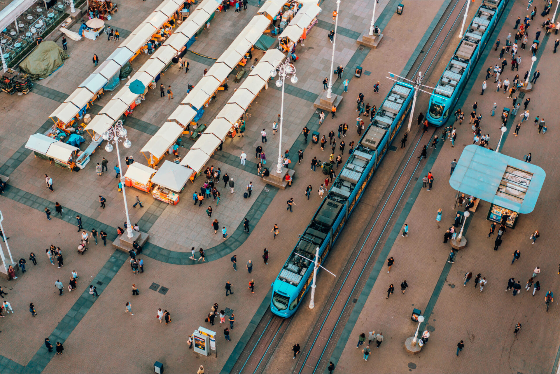 top view ban jelacic square zagreb croatia