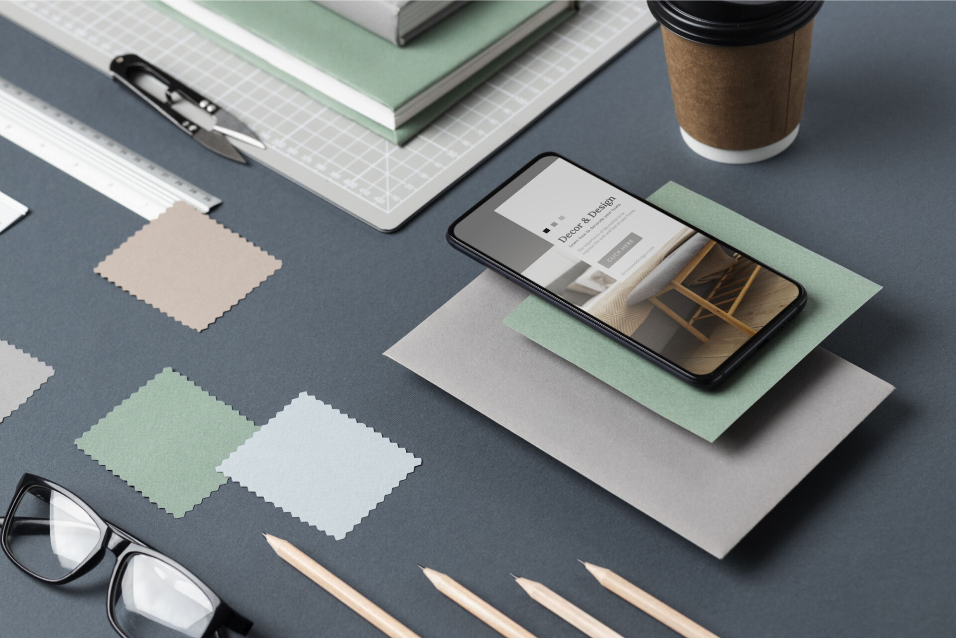 top view career guidance items designers